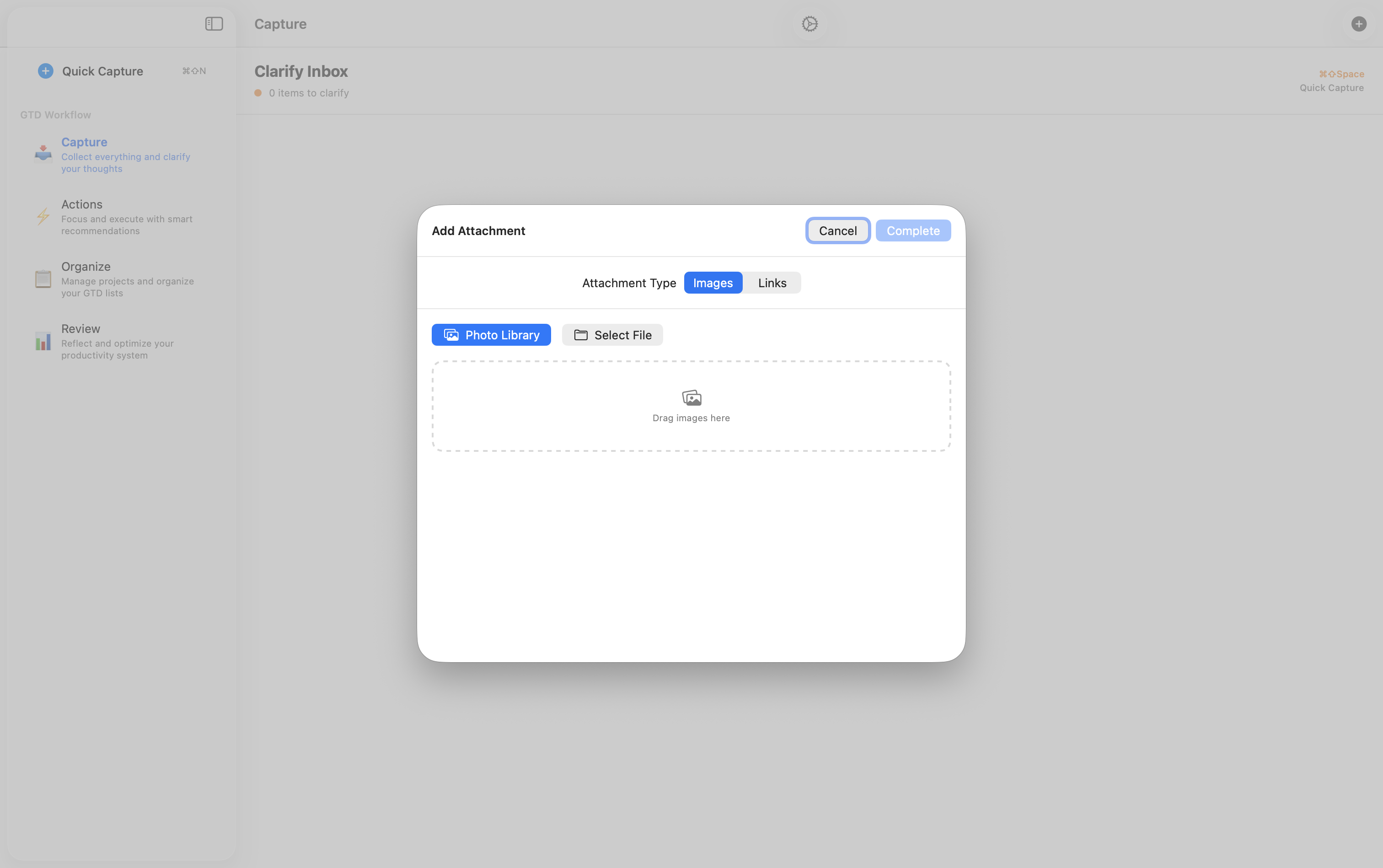 Mac add attachment entry